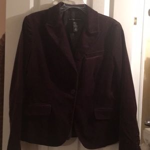 NY & Co. Burgundy / Wine Velvet Jacket Blazer 12